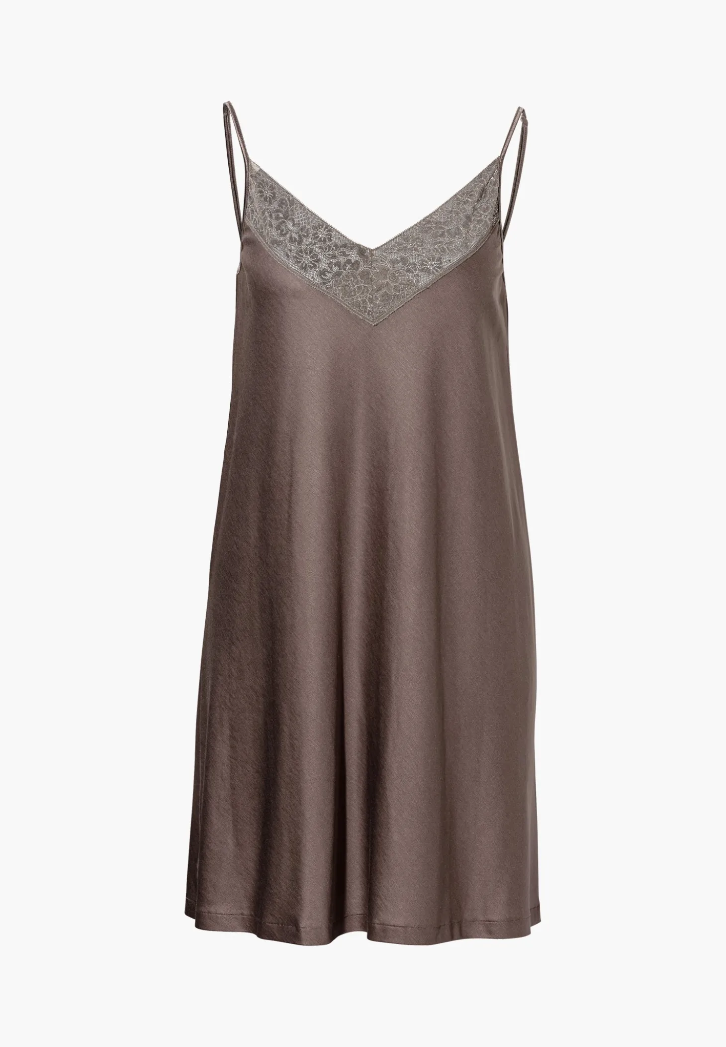 Femme Zimmerli Silk DreamsChemise de nuit bretelles spaghetti - olive brown