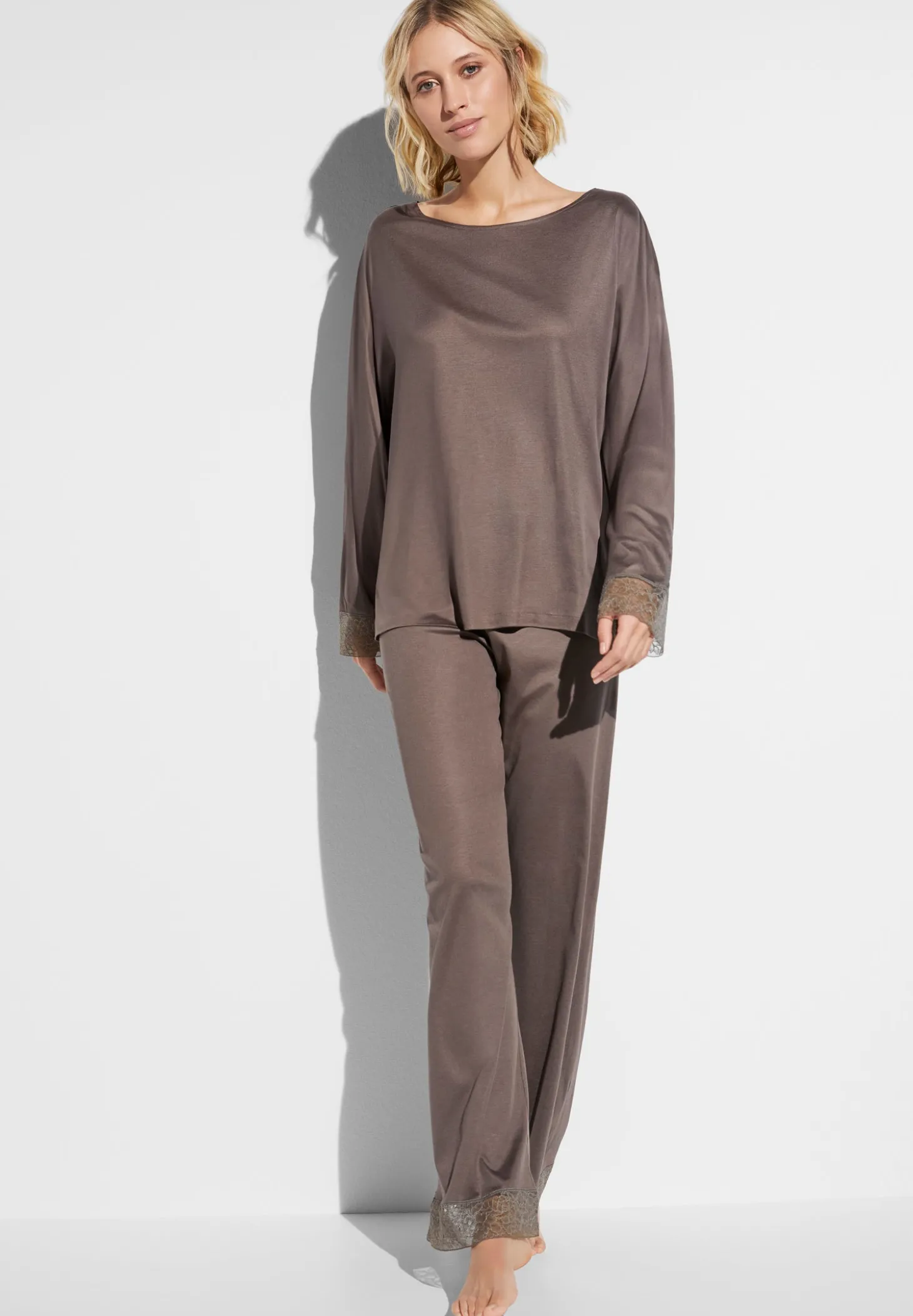 Femme Zimmerli Silk DreamsPyjama longues - olive brown