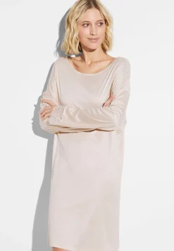 Femme Zimmerli Silk DreamsTee-shirt de nuit manches longues - vanilla