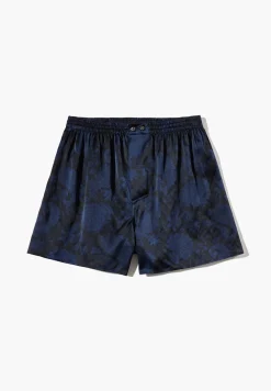 Homme Zimmerli Silk NightwearBoxer Shorts - paisley dark blue