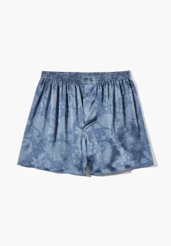 Homme Zimmerli Silk NightwearBoxer Shorts - paisley blue