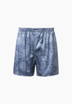 Homme Zimmerli Silk NightwearBoxer Shorts - paisley blue