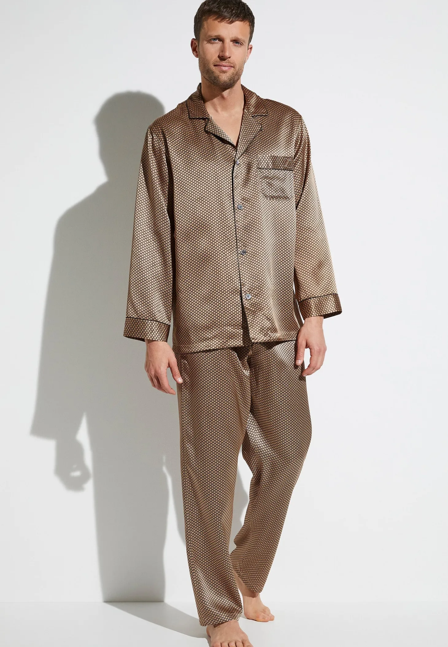 Homme Zimmerli Silk NightwearPyjama longues - fantasy gold