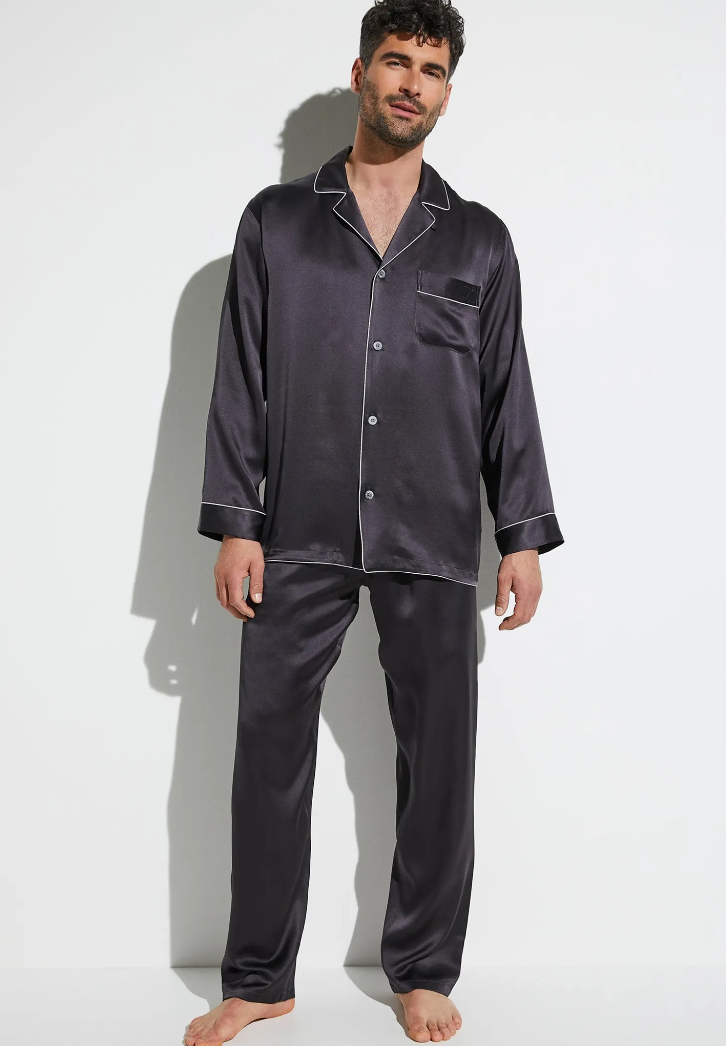 Homme Zimmerli Silk NightwearPyjama longues - anthrazit