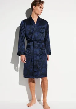 Homme Zimmerli Silk NightwearRobe de chambre longue - paisley dark blue
