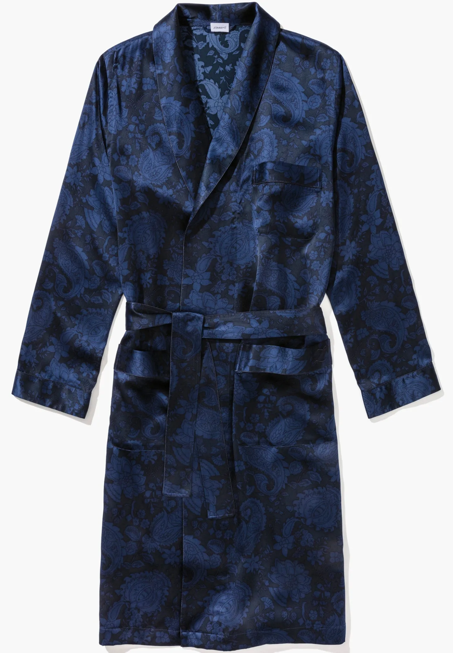 Homme Zimmerli Silk NightwearRobe de chambre longue - paisley dark blue