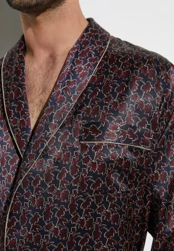 Homme Zimmerli Silk NightwearRobe de chambre longue - leaves