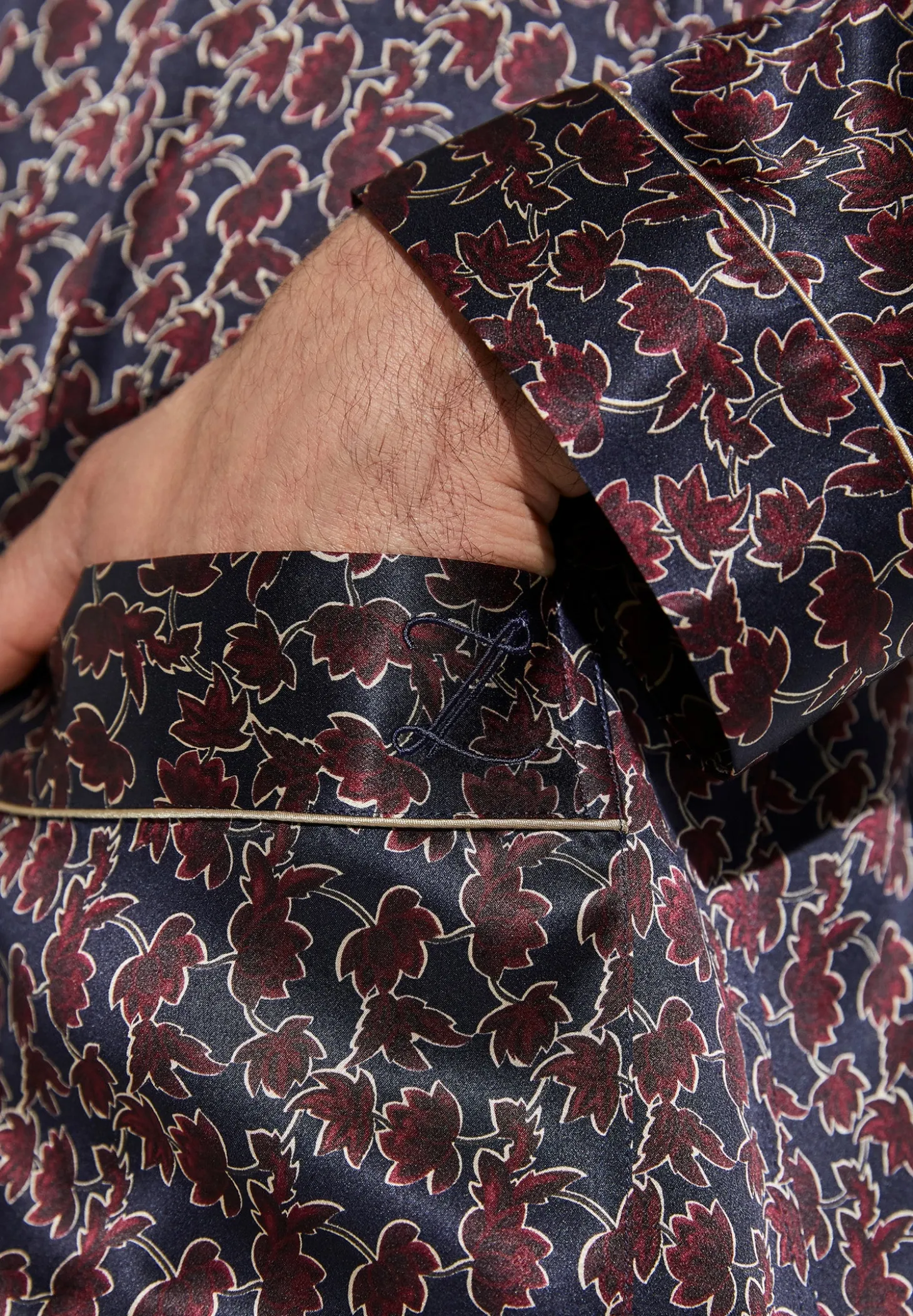 Homme Zimmerli Silk NightwearRobe de chambre longue - leaves