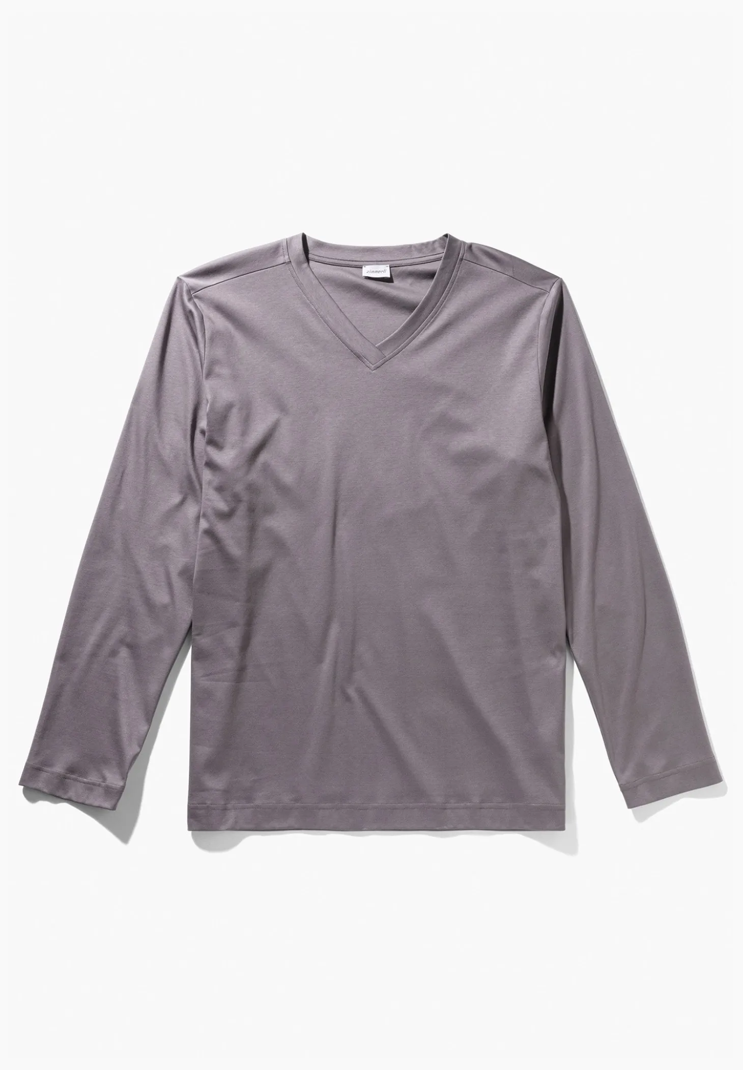 Homme Zimmerli Supreme Green CottonT-Shirt à manches longues col en V - grey