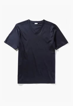 Homme Zimmerli Supreme Green CottonT-Shirt à manches courtes col en V - navy