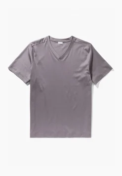 Homme Zimmerli Supreme Green CottonT-Shirt à manches courtes col en V - grey