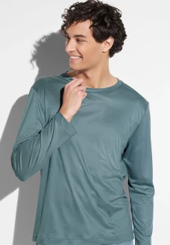Homme Zimmerli Sustainable LuxuryT-Shirt à manches longues - jade