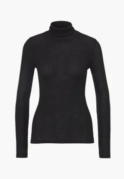 Femme Zimmerli Wool & SilkCol roulé à manches longues - black