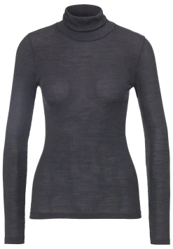 Femme Zimmerli Wool & SilkCol roulé à manches longues - anthrazit