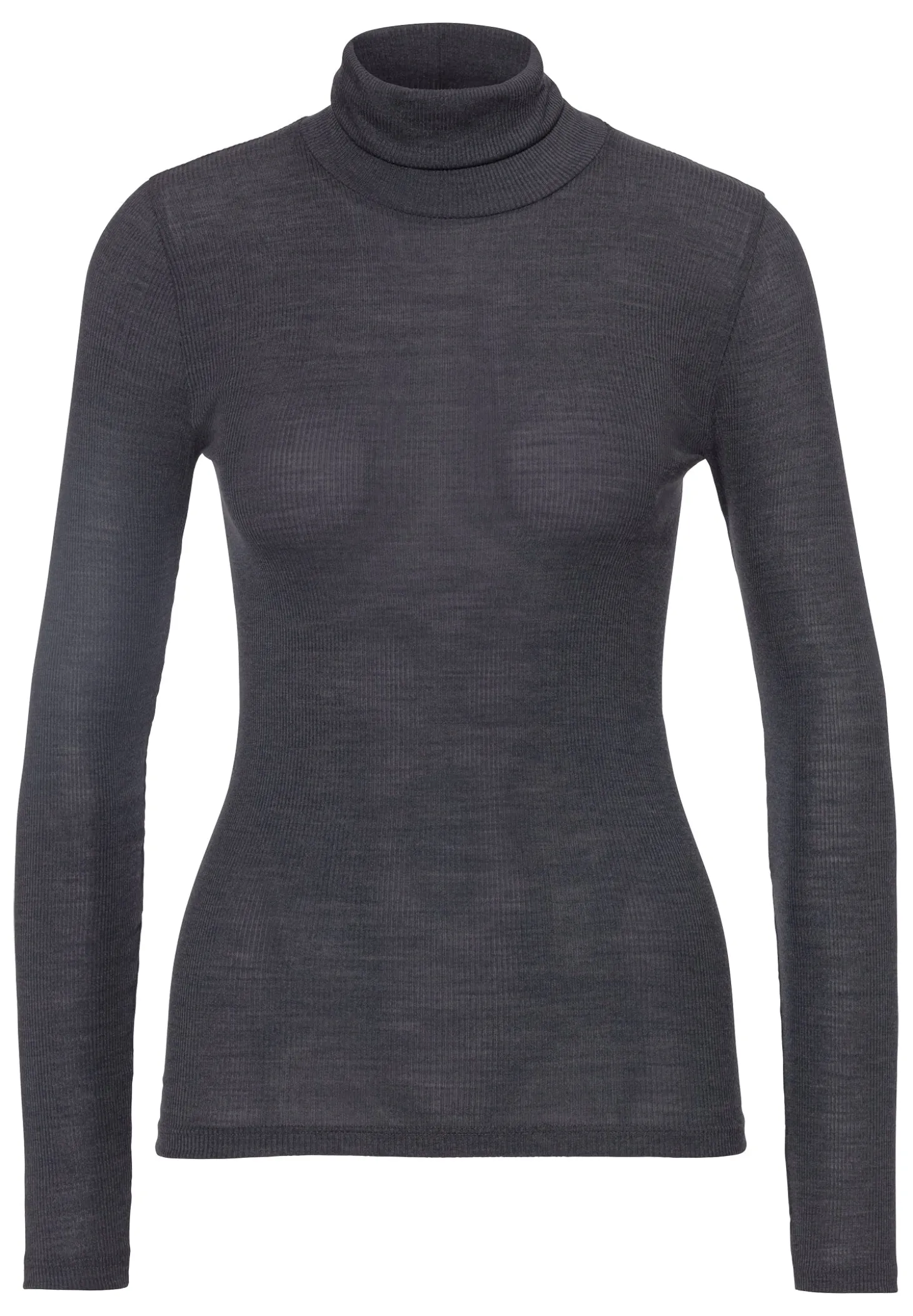 Femme Zimmerli Wool & SilkCol roulé à manches longues - anthrazit