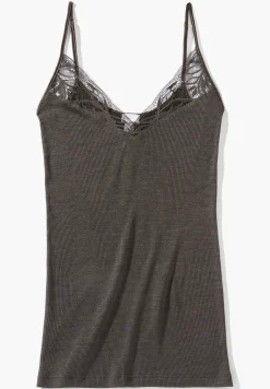 Femme Zimmerli Wool & SilkSpaghetti Top - black olive