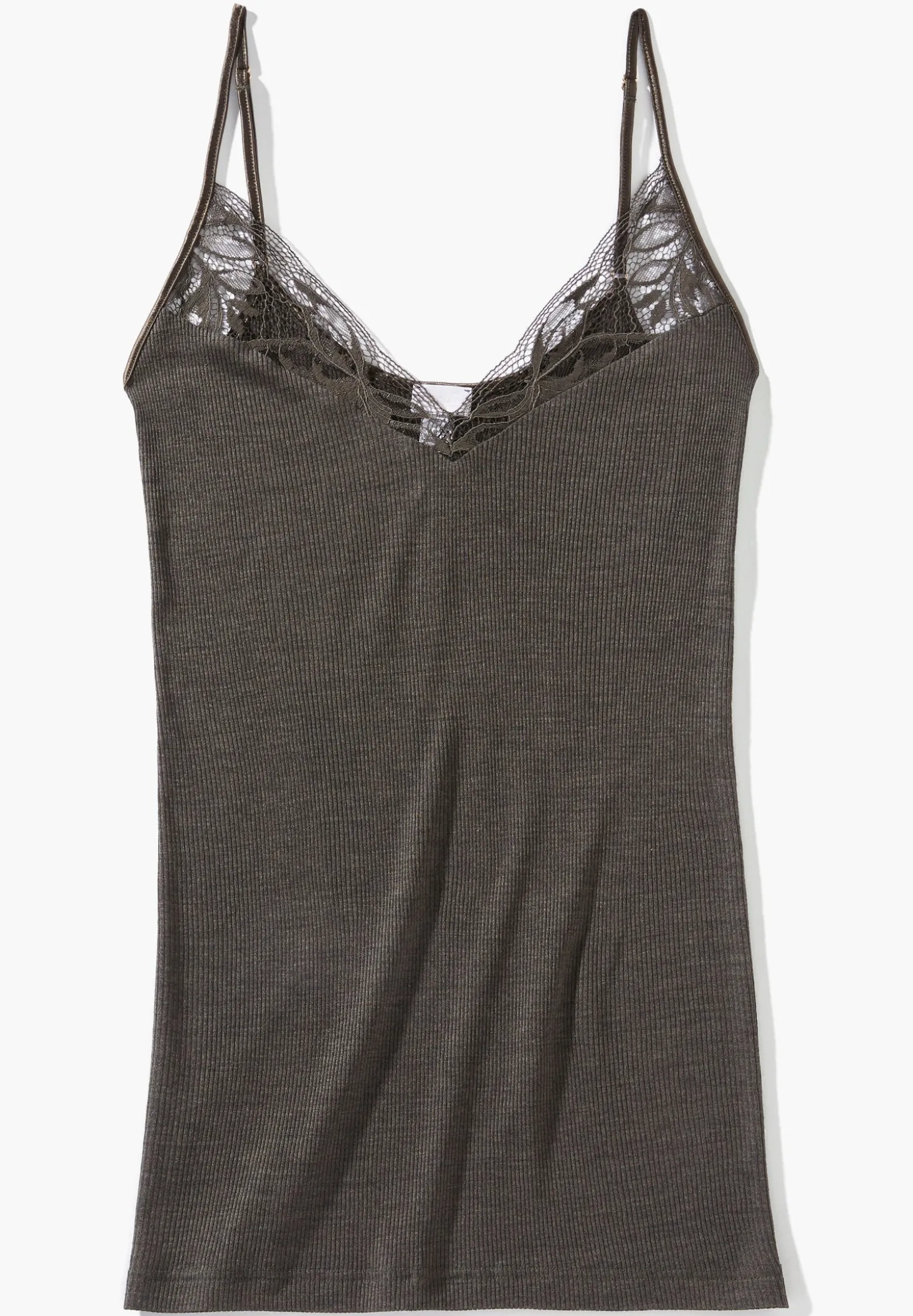 Femme Zimmerli Wool & SilkSpaghetti Top - black olive