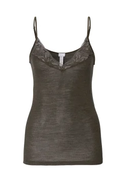 Femme Zimmerli Wool & SilkSpaghetti Top - black olive