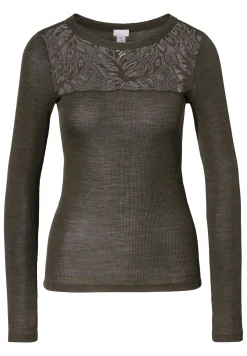 Femme Zimmerli Wool & SilkT-Shirt langarm - black olive