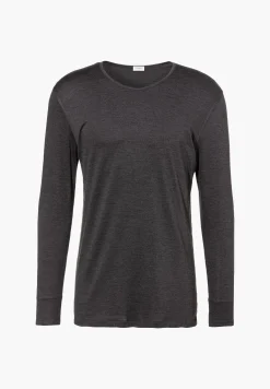 Homme Zimmerli Wool & SilkT-Shirt à manches longues - charcoal