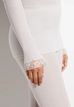 Femme Zimmerli Wool & SilkT-Shirt à manches longues col en V - dove